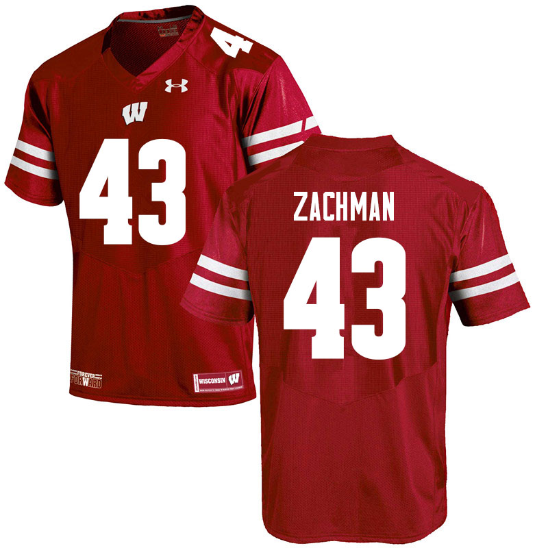 Wisconsin Badgers Men's #43 Preston Zachman NCAA Under Armour Authentic Red College Stitched Football Jersey YO40A04LM